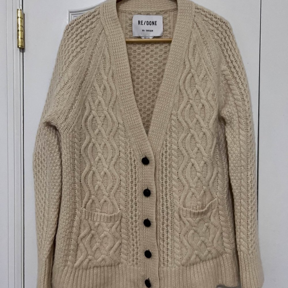 Re/Done Cream 90's Cardigan XS